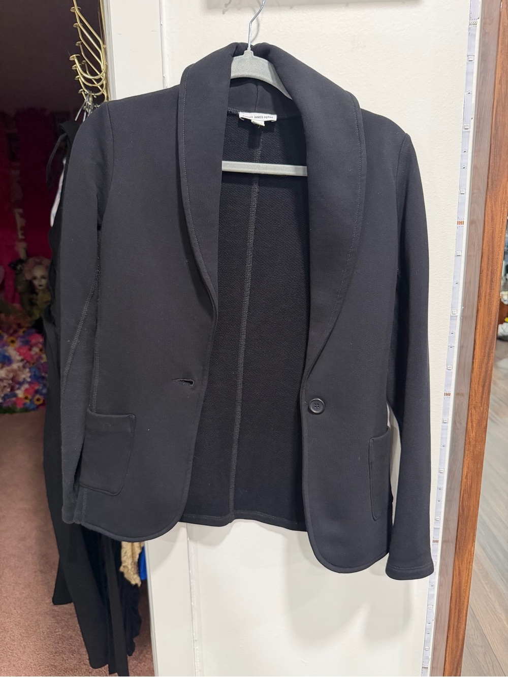 James Perse Black Knit Shawl-Collar Blazer Jacket & Jogger Pants